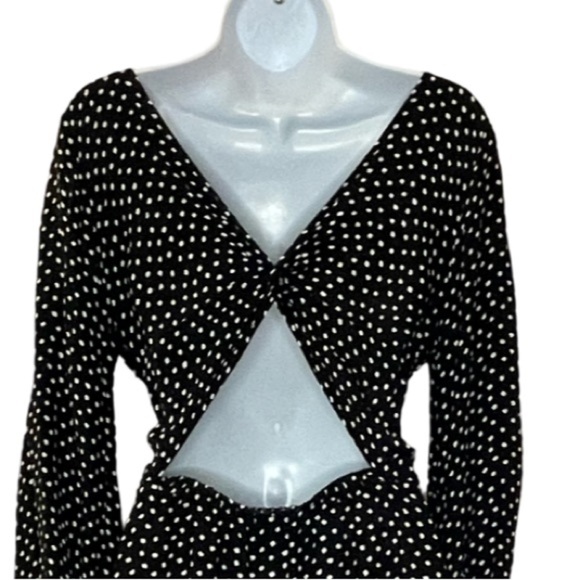 Anthropologie Agatha Midi Dress in Black & White Polka Dot with Open Back. Sz 8. - Picture 9 of 12